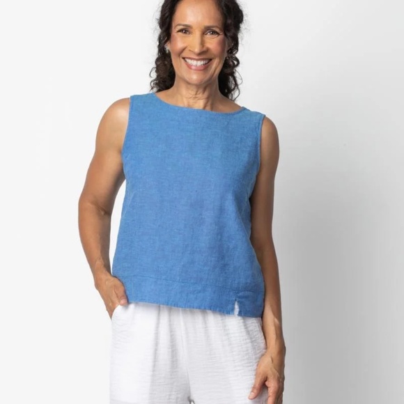 Habitat 100%  Blue Linen Shell size small - Picture 1 of 6